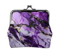 Purple Marble Print Women'S Kiss Lock Coin Pouch, Mini Wallet For Cards And Lipstick, Soft Compact Purse