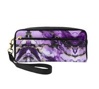 Purple Marble Small Cosmetic Bag,Portable Cute Travel Makeup Bag for Women Makeup Brush Organizer Pouch