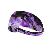 Purple Marble Sports Headband For Men Women Tennis Sweat Band For Workout Sports Headbands Elastic For Running