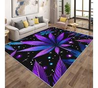 Purple Marijuana Rugs Living Room Large 160x230, Leaf Cannabis Weed Area Rugs for Bedroom, Non Slip Low Pile Soft Flannel Carpet, Bedroom Accessories H-3