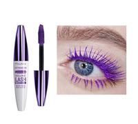 Purple Mascara,5D Silk Fiber Eyelash Volume with Soft Brush, Lash Sensational Volumizing,Long-Lasting Waterproof No Smudge with False Lash Effect(White Tube-Purple)