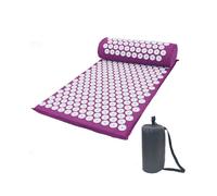 (Purple Mate with Pillow) Base Yoga Acupressure Massage Mat + Pillow Spiky Pain Stress Soreness Relax Body