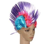 Purple Mauve Ladies Mens Multi Coloured Unisex Mohawk Mohican Wig Rainbow Punk Rocker Festival Concert Fancy Dress