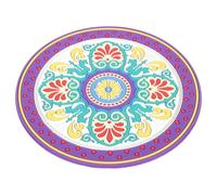Purple Meditation Sound Bowl Mat with Flower Prints PVC | Lightweight Decorative Cushion, Portable Use for Crystal Bowl, Delicate Style, Friends Who Believe in Buddhism