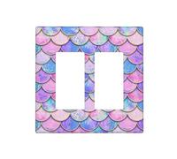 Purple Mermaid Light Switch Cover Decorative 2 Gang Double Rocker Cover Wall Plate Standard Size Faceplate 4.5" x 4.5" Switch Plate Cover for Electrical Kitchen Girls Room Home Bedroom Bathroom