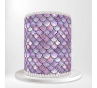 Purple Mermaid Scales Scalloped Shell Tiles Iridescent Wrap Around Print A4 Edible Paper Icing Sheet Cake Topper Side Ribbon Border Decor for Personalised Themed Decorations 5U