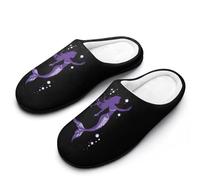 Purple Mermaids Silhouette Breathable Slippers Women Slip On Winter Warm House Slippers Shoes Bedroom 9-10（40-41）
