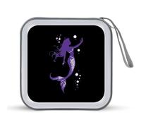 Purple Mermaids Silhouette Portable CD Case Holder 48 Capacity Travel DVD Storage Boxs Wallet Bag