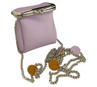 Purple Mini Crossbody Bag, Cute Lipstick Coin Purse for Women, Small PU Leather Bag with Chain Strap and Kiss-Lock Closure, Compact Lipstick Case Shape, Metallic Round Clasp, Easy to Carry
