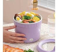 Purple Mini Ramen Cooker - Multifunctional Electric Hot Pot, 1L Capacity, Steams, Frying, Porridge, Noodles
