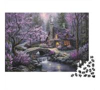 Purple Mist Forest 1000 Piece Cardboard Jigsaw Puzzle Stone Cottage for Adult Stress Relief Seekers Home Entertainment Unique Pattern 70x50cm/1000pcs