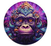 Purple Monkey Cardboard Round Jigsaw Puzzle 1000 Pieces Jigsaw Brain Challenge, for Teenagers & Home Decor 67.5x67.5cm