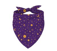 Purple Moon and Stars Dog Bandana, Celestial Night Sky Pattern Pet Scarf, Adjustable Comfortable Triangle Dog Bandana for Small and Medium Dogs, Moon and Stars Themed Dogs Accessory