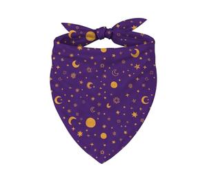 Purple Moon and Stars Dog Bandana, Celestial Night Sky Pattern Pet Scarf, Adjustable Comfortable Triangle Dog Bandana for Small and Medium Dogs, Moon and Stars Themed Dogs Accessory