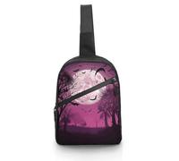 Purple Moon Crossbody Backpacks for Women Men Casual Cross Chest Bag Sling Pack Hiking Daypack