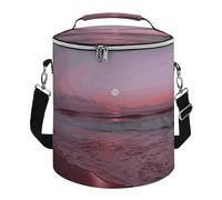 Purple Moon Lunch Bag, 15L Portable Leakproof Picnic Basket with Shoulder Strap, Insulated Picnic Cooler Bag for Camping, Beach, Hiking & Groceries