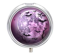 Purple Moon Pill Box Cute Medicine Organizer Travel Pillbox Waterproof Portable Pill Container Holder to Hold Vitamins Medication Fish Oil and Supplements