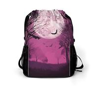 Purple Moon Sports Drawstring Backpack,Packsack with Shoe Compartment And Wet Proof Pocket for Youth