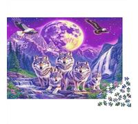 Purple Moon Wolf Pack 1000 Pieces Eco-friendly Paper Classic Jigsaw Puzzle Family Lovers Decompression Game Gifts Value Pack 70x50cm/1000pcs