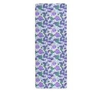 Purple Morning Glory Flowers Birds Cartoon Style natural yoga mat for floor workouts printed, non slip, hot yoga mat towel non slip grip with bag for carrying tapete para ejercicio 71x26