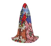 Purple Morning Glory Hooded Cape For Teenagers Witch Vampire Cosplay Party Halloween Christmas Printed Long Cloak