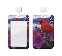 Purple Morning Glory Id Badge Holder with Lanyard Waterproof Id Card Protector Vertical Card Name Tags Key Card Holder Case for Teacher Nurse Doctor Office Presents