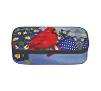 Purple Morning Glory Large Capacity Pencil Case Stationery Storage Bag with Zipper Boys Girls Students School