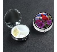 Purple Morning Glory Pill Case 3 Compartment Pill Box Portable Metal Pill Organizer Cute Travel Pill Container Vitamin Organizer for Purse Pocket Travel Gift