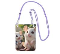 Purple Mother and child rats Print Small Crossbody Cell Phone Bag, Cute Carry A Mobile Purse Diagonally, for Shopping, Walking
