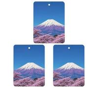 Purple Mount Fuji Car Air Freshener, 3 Pcs Square Hanging Air Freshener Cards, Long Lasting Fragrance Scented Cards for Car, Home, Office White-style