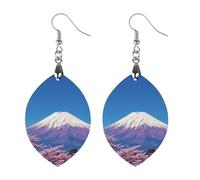 Purple Mount Fuji Wooden Earrings for Women, Vintage Elegant Wood Jewelry, Lightweight Earrings for Wedding, Party, Everyday Jewelry Gift, Star, Wood, wood