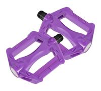 Purple Mountain Bike Flat Pedals with Reflectors, 14mm Thread, Pair | Resin Body, Sturdy Metal Spindle, Wide Textured Platform, Anti-skid Surface, Sealed Bearings, Quick Assembly for Trail Riding
