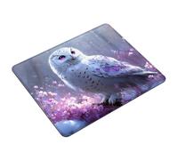 Purple Mouse Mat 24 x 20 cm Small Mouse Pad Owl Waterproof Mousepad Gaming Desk Accessories, Anti-slip Rubber Base Mousemat with Stitched Edge for Office, Learning, Desktop Decor, Gifts for Men S0-774