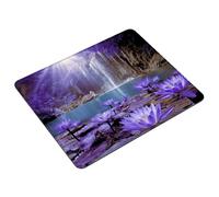 Purple Mouse Mat 40 x 30 cm Small Mouse Pad Lotus Waterproof Mousepad Gaming Desk Accessories, Anti-slip Rubber Base Mousemat with Stitched Edge for Office, Learning, Gaming, Gifts for Men S0-1368