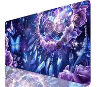 Purple Mouse Mat Dreamcatcher Mouse Pad Desk Mat Soft Smooth Surface and Anti-Slip Rubber Base for Stable Grip on Smooth Surfaces, Improved Precision and Speed, Office and Home 1000 x 500 x 3mm K0-151