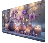 Purple Mouse Mat Flower Gaming Mouse Pad XXL 120 x 60cm Desk Mat Large with Non-Slip Base and Stitched Edge Keyboard Pad for Gaming/Home/Office Work/Accessories, Improved Precision and Speed p3492i