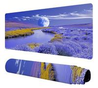 Purple Mouse Mat Landscape Desk Mat 700x300x3mm Mouse Pad Large, Waterproof Mousepad with Stitched Edges and Non-Slip Rubber Base Mousemat, Desk Accessories for Men, Work From Home Essentials J1-527