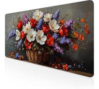 Purple Mouse Mat,Large Mousepad 800x300x3mm Flower Gaming Mouse Pad,Desk Pad with Stitched Edges,Extended Waterproof Keyboard Mat Non-Slip Rubber Base for Office,Home Desk Accessories for Men D1-620