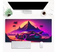 Purple Mouse Pad, Futuristic Fantasy Cyberpunk Style Desk Pad Mat, XL Large Gaming Mouse Pads Extended Sci-Fi Neon City Computer Pad with Office Desktop Decoration 31.5X15.7 in