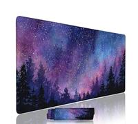 Purple Mouse Pad Large Gaming Keyboard Pads 19.7x9.8x0.12 inch Computer Full Desk Mat Waterproof with Rubber Base Non-Slip xxl Starry Sky Laptop Mat Gaming Accessories with Stitched Edges w-5990