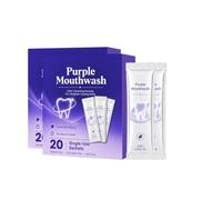 Purple Mouthwash Sachets for Teeth Whitening,Color Balancing for Visually Brighter Smiles,Alcohol-Free,Fresh Mint,Mouthwashs Travel Size Individual Packets,20 Sachets (2pcs)