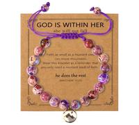 Purple Move Mountains Mustard Seed Bracelet, Christian Gifts for Women Faith Handmade Stone Bracelet Inspirational Religious Catholic Christian Easter Christmas Birthday Confirmation Jewelry