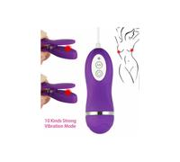 Purple Multi-Speed Silent Nipple Clamps Vibrator Clit Clip