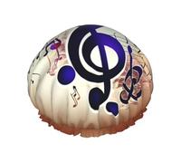 Purple Music Note Print Reusable Shower Caps for Women Double Layer Hair Cap Adult Hair Cap for All Hair