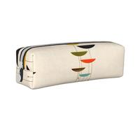 Purple Music Notes Leather Zippered Pencil Case,Three-Dimensional Pen Bag With Large Capacity,Durable Convenient Portable, Mid Century Modern Prints, One Size