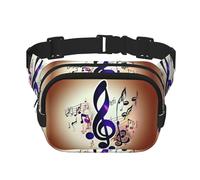 Purple Music Notes print Fanny Pack Purse with Adjustable Strap Square Double Layer Waist Bag Belt Unisex Everywhere