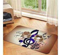 Purple Music Notes print PU Leather Feeding Mat for Dogs Cats Pet Food Mat Absorbent Non-Slip Rubber Bottom