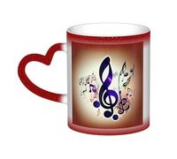 Purple Music Notes Print Thermal Color Changing Mug, Ceramic Coffee Cup, Magic Mug for Home Office Cafe