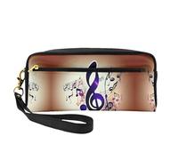 Purple Music Notes Small Cosmetic Bag,Portable Cute Travel Makeup Bag for Women Makeup Brush Organizer Pouch