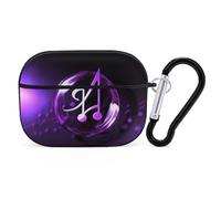 Purple Music Symbol AirPod Pro Case, Anti Scratch Hard PC Cover with Keychain, AirPod Pro 2nd/1st Case Accessories for Women Men, Black-Style